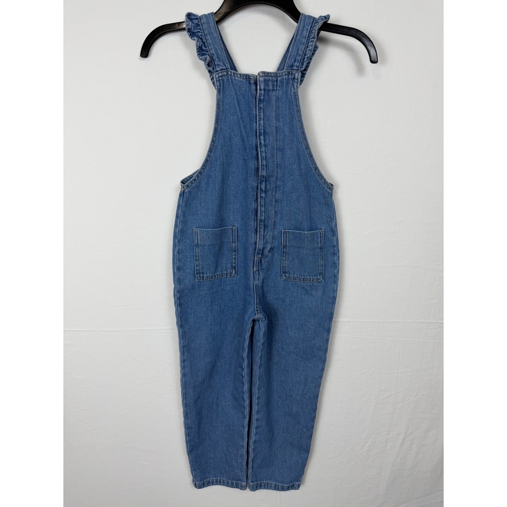 Cotton On Kids Denim Overalls Girls Size 6 Blue Ruffle Strap Snap Front
